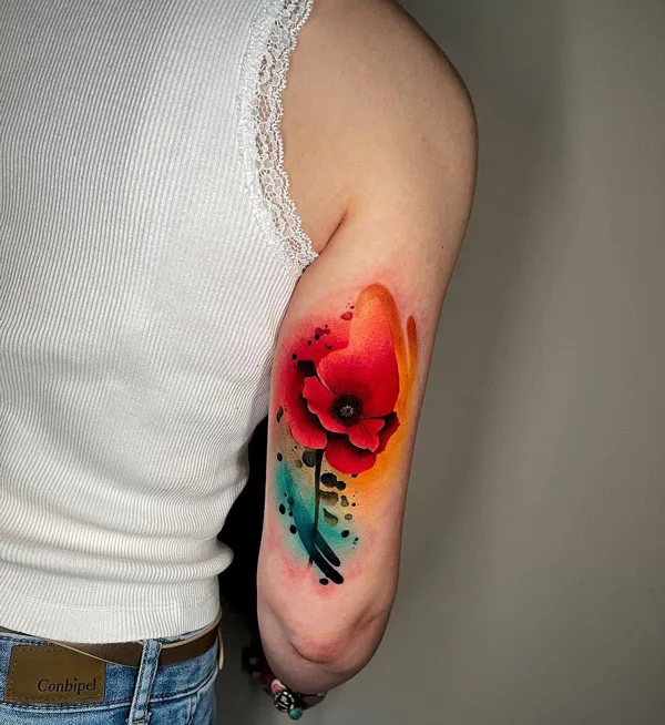 Watercolor August Birth Flower Tattoo 2