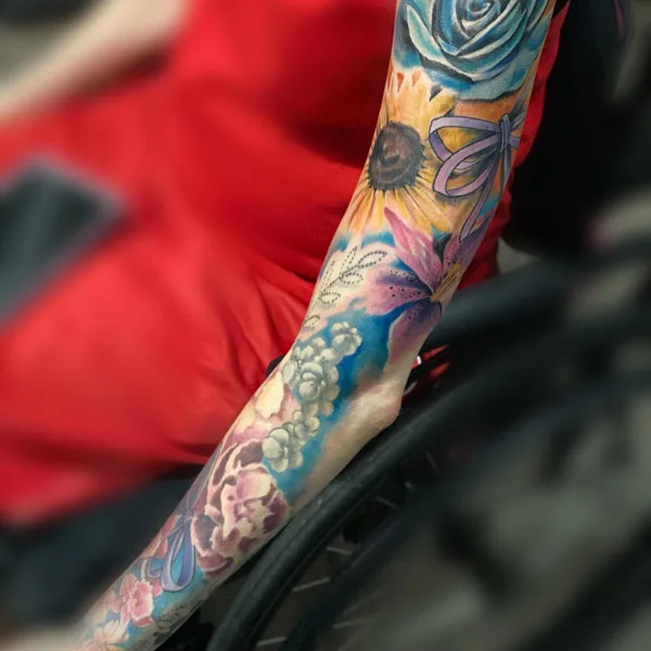 Watercolor Flower Sleeve Tattoo 2