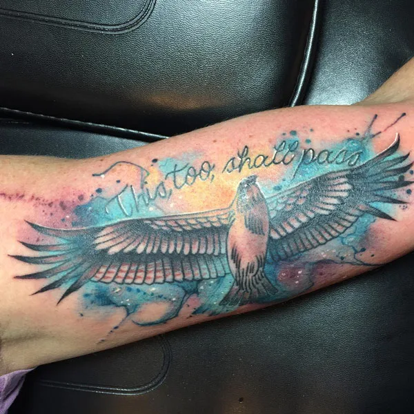 Watercolor Hawk Tattoo 1