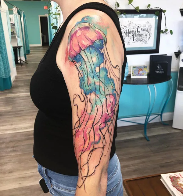 Watercolor Jellyfish Tattoo 1