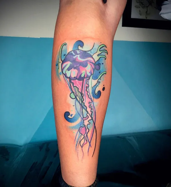 Watercolor Jellyfish Tattoo 2