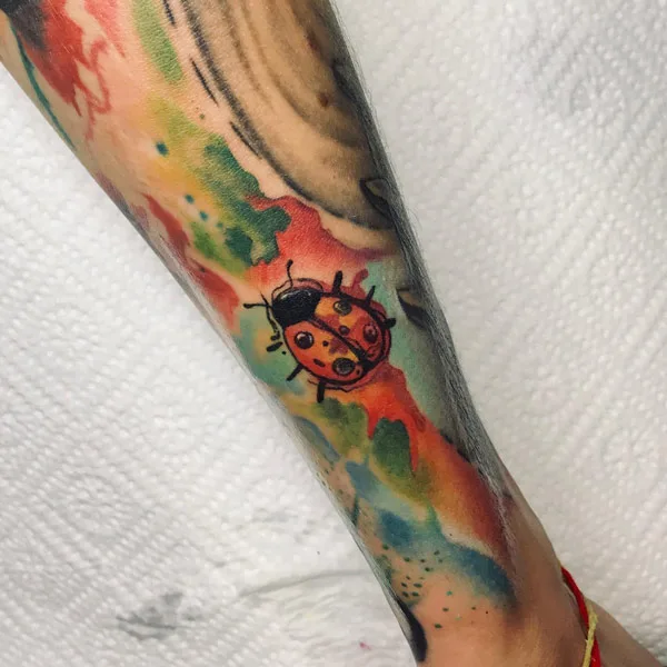 Watercolor Ladybug Tattoo 2