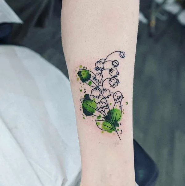 Watercolor Lily of the Valley Tattoo 1