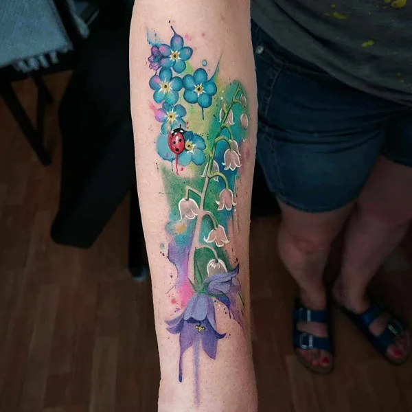 Watercolor Lily of the Valley Tattoo 2