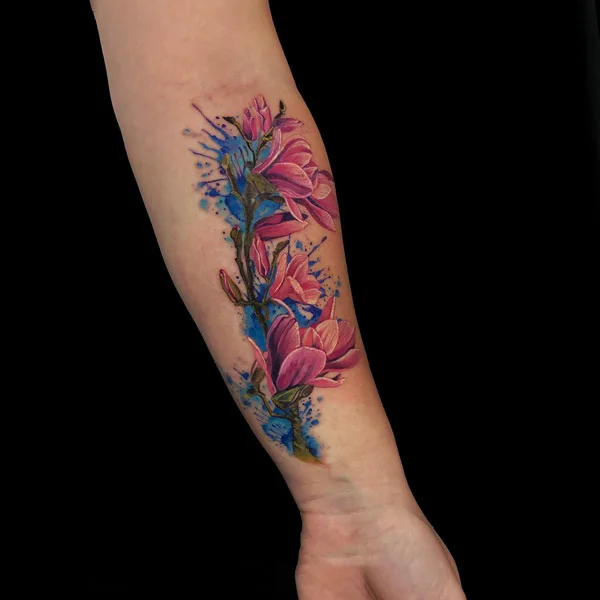 Watercolor Magnolia Tattoo