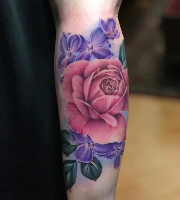Watercolor Peony Tattoo 1
