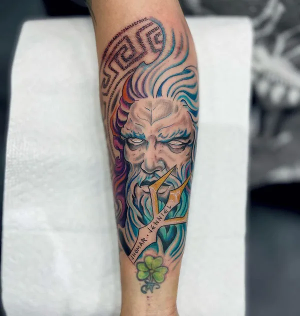 Watercolor Poseidon Tattoo 2