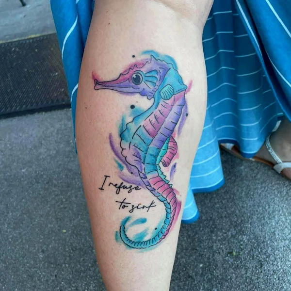 Watercolor Seahorse Tattoo
