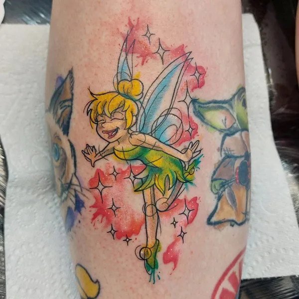 Watercolor Tinkerbell Tattoo