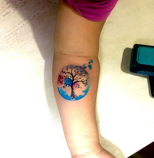 Watercolor Tree Of Life Tattoo 1