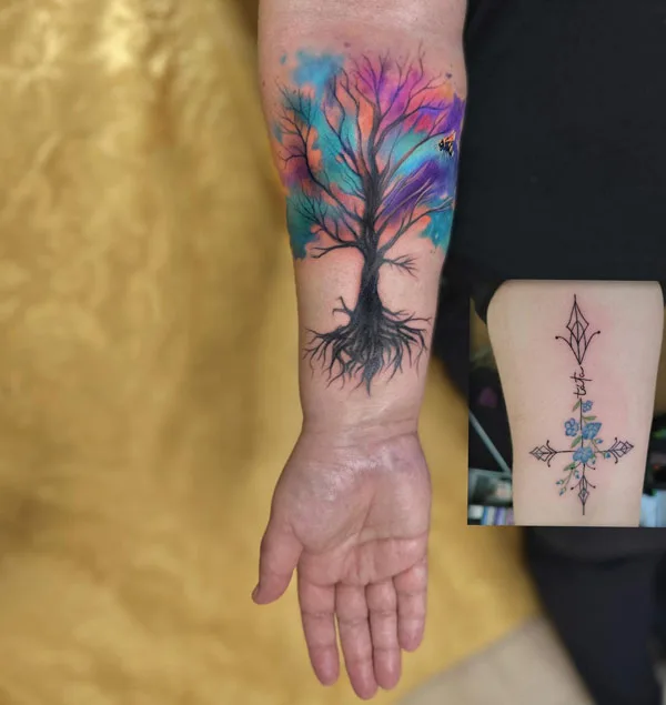 Watercolor Tree Of Life Tattoo 2