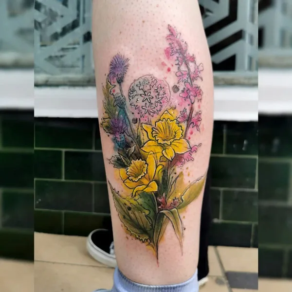 Watercolor Wildflower Tattoo