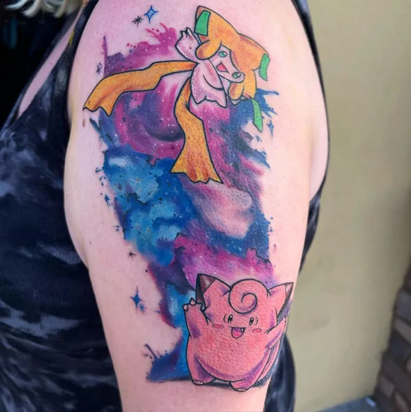 Watercolor anime tattoo