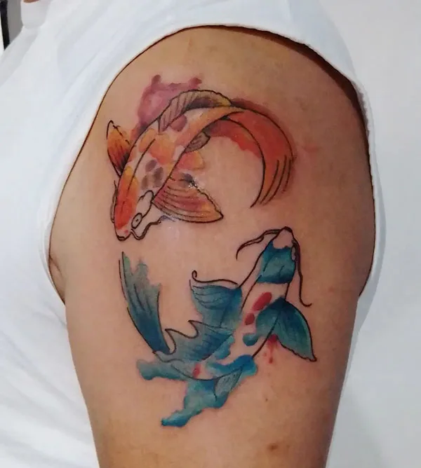 Watercolor koi fish tattoo 2