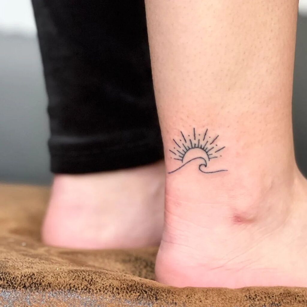 Wave and sun above ankle a coastal beauty