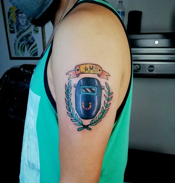 Welding hood tattoo