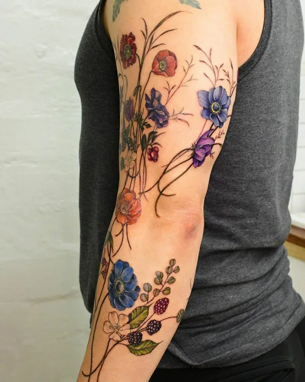 Wildflower Sleeve Tattoo 2