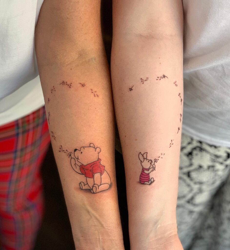 Winnie the Pooh and Piglet Mother Daughter Tattoos A Nostalgic and Loving Tribute