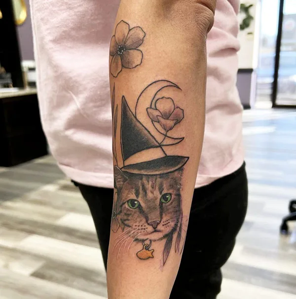 Witchy Cat Tattoo 3