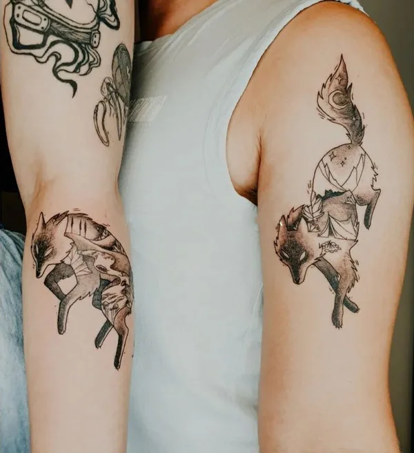 Wolf Couple Tattoo 1