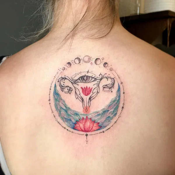 Womb tattoo on back