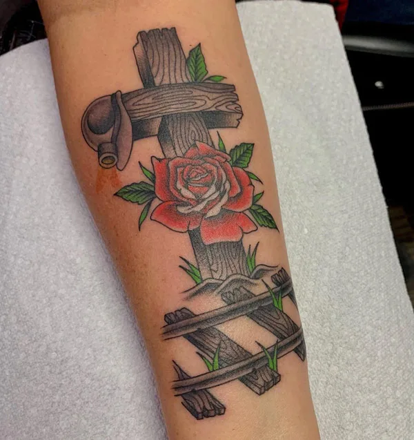 Wooden Cross Tattoo 1