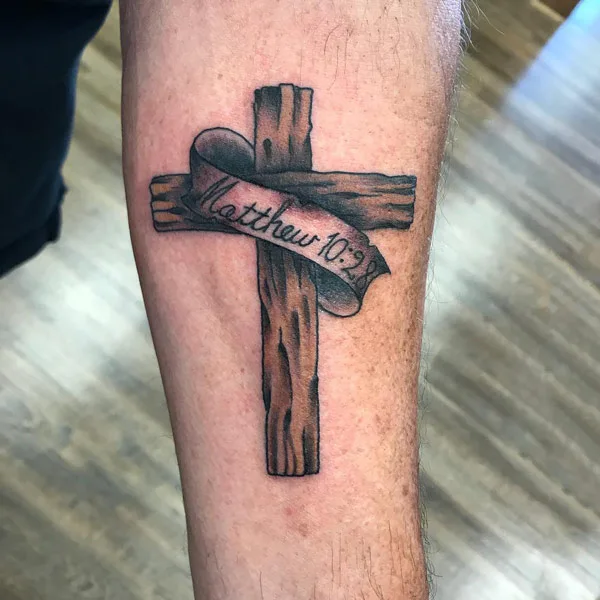 Wooden Cross Tattoo 2