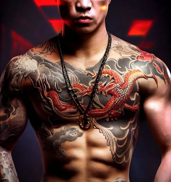 Yakuza chest tattoo