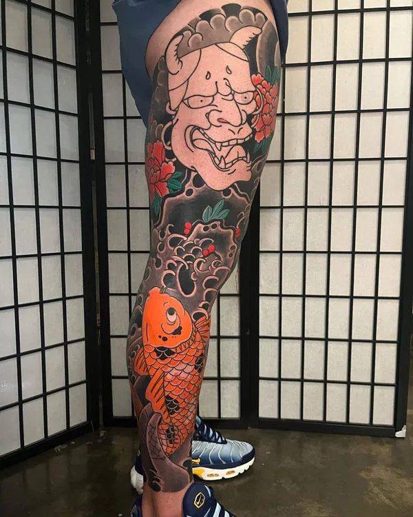 Yakuza leg tattoo
