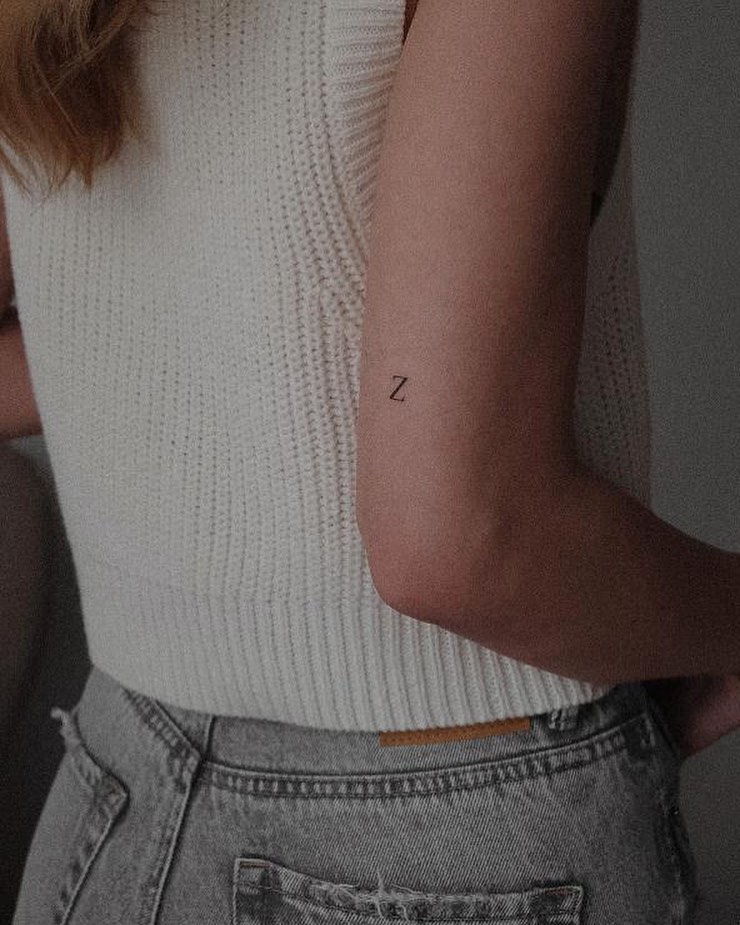 'Z' Letter Tattoo on the Back of the Elbow: Elbow Elegance