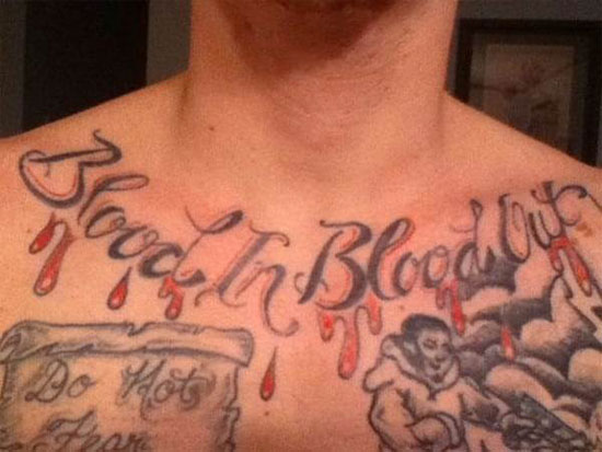blood gang chest tattoo