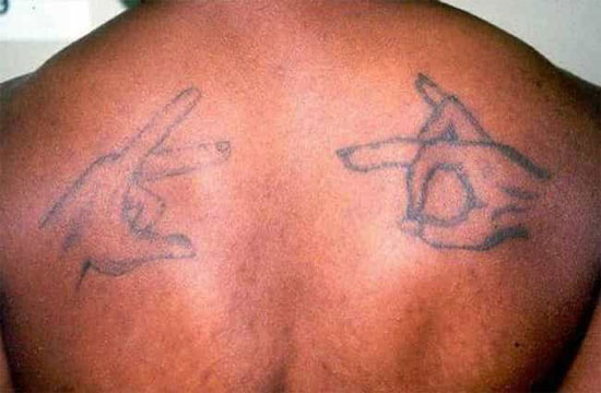 blood gang sign