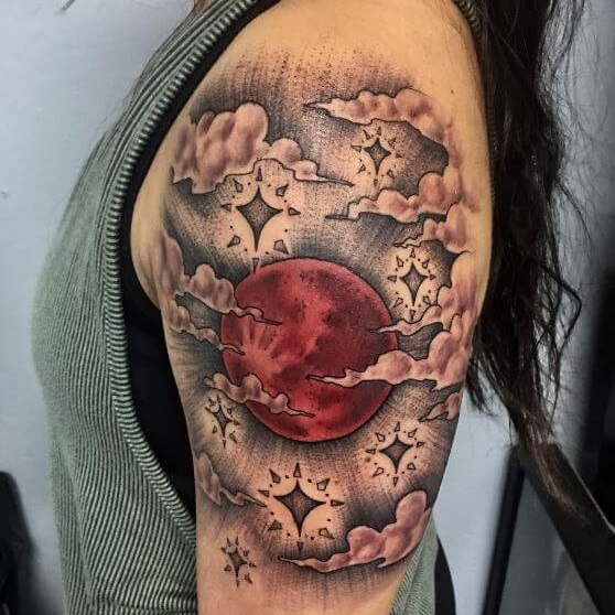 blood gang tattoo cresent moon