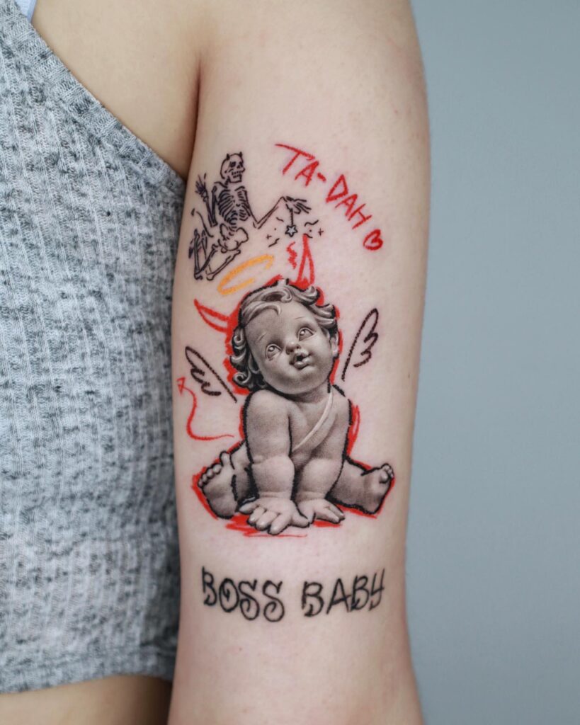 Boss Baby Angel Tattoo Design With Meanings