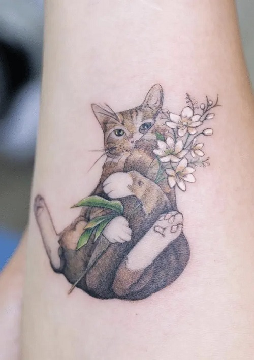 Easy and Cute Cat Tattoo 4