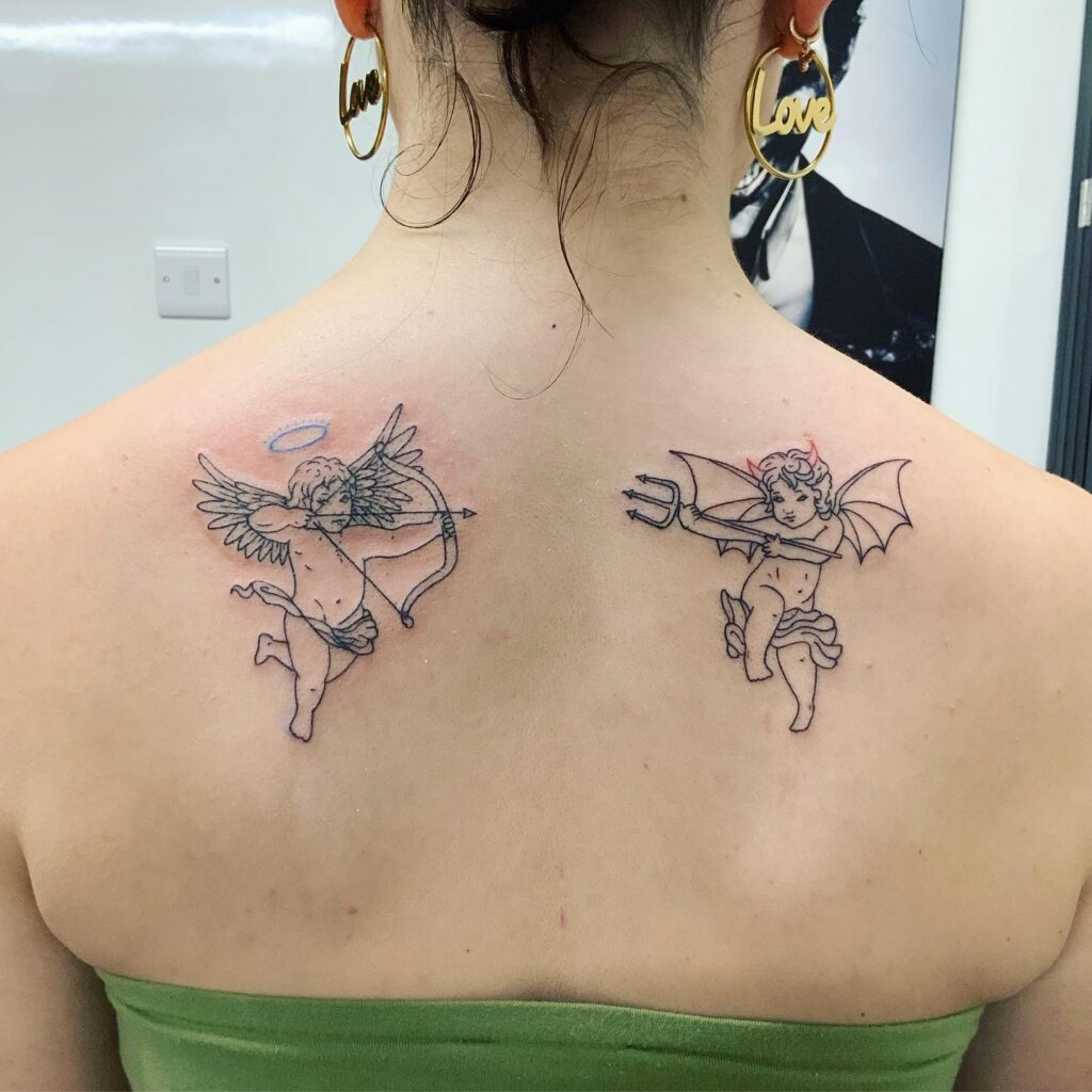 Devil and Angel Baby Tattoo Designs With Meaning for Back