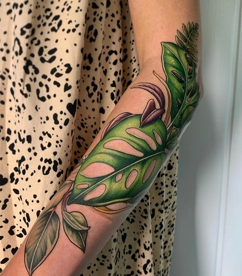 Leafy Arm and Sleeve Tattoo 