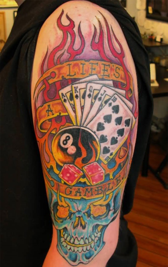 lifes a gamble flame tattoo