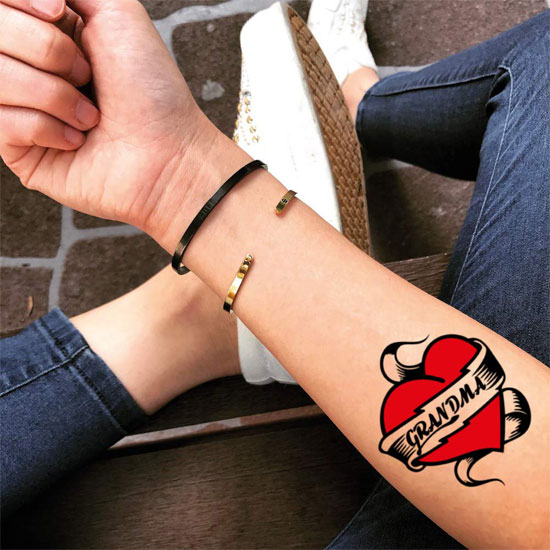 red heart rip grandma tattoo