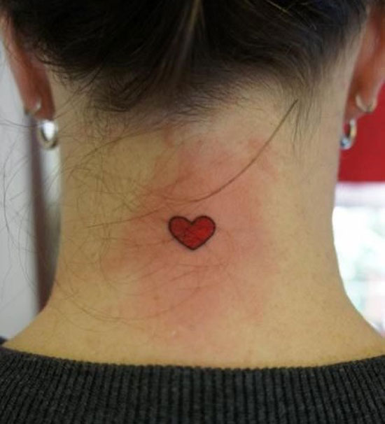 red heart tattoo on neck
