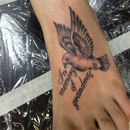 rip grandma tattoo on foot