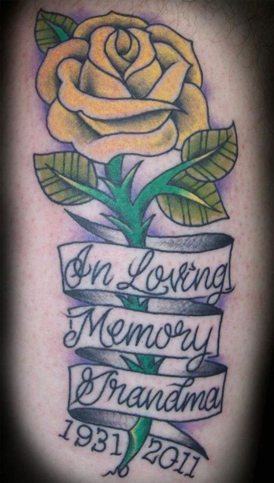 rip grandma tattoo with rose