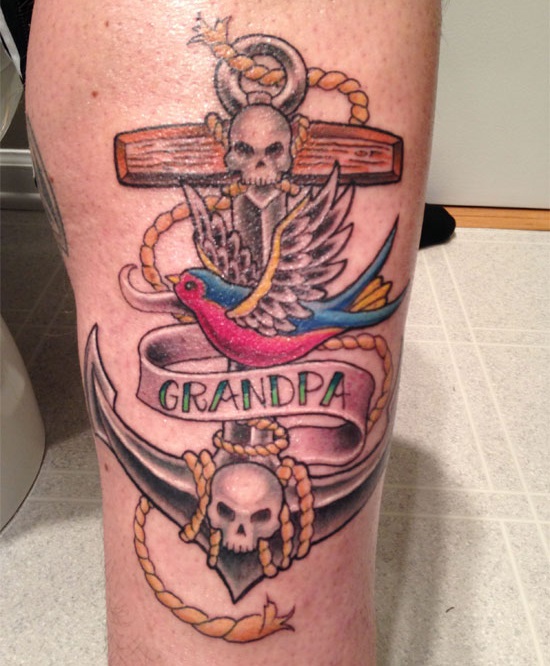 rip grandpa tattoo navy anchor and skull